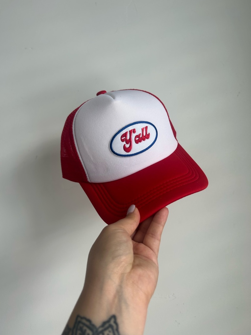 Kids 'Y'all' Trucker Hat - Red and White
